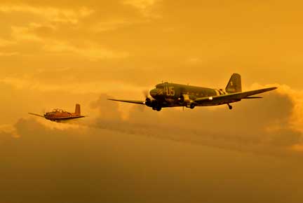 C-47 & chase in the sunset - July 4, 2009