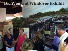 Dr. Rachel Wentz at the Windover Dig exhibit.