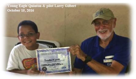 Young Eagle Quinton & pilot Larry Gilbert - October 15, 2016