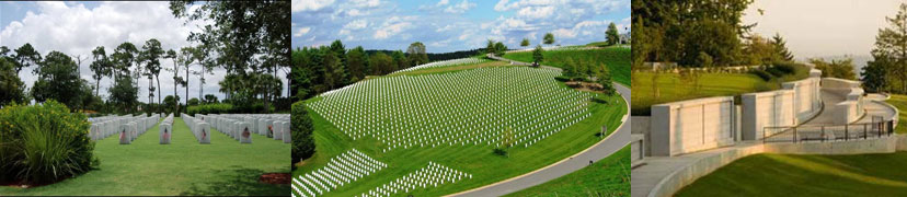Example photos of a National Veterans Cemetery.