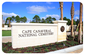 Entrance sign to Cape Canaveral National Cemetery
