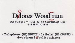 Dolores Woodrum, copyediting & proofreading
