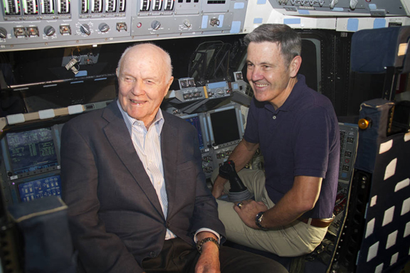 John Glenn & Bob Cabana in Discovery