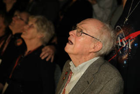 Eugene Parker watching the launch of the Parker probe.