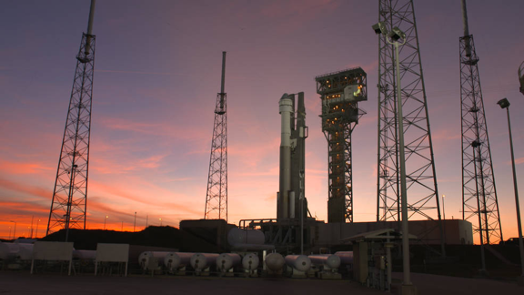 Atlas V rocket, topped by the Boeing CST-100 Starliner spacecraft, stand on Space Launch Complex 41