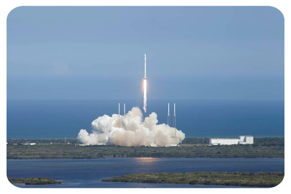 A SpaceX Falcon 9 rocket lifts off