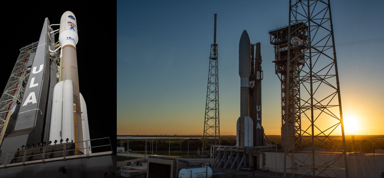 ULA�Atlas V rocket carrying the AEHF-4 mission for the U.S. Air Force stands poised for launch.