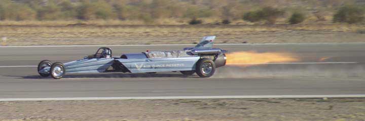 Jet car shooting flames.