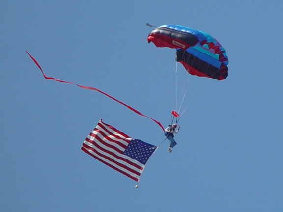 American flag landing