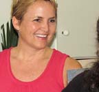 Dr. Rachel Wentz at Widover Dig exhibits.