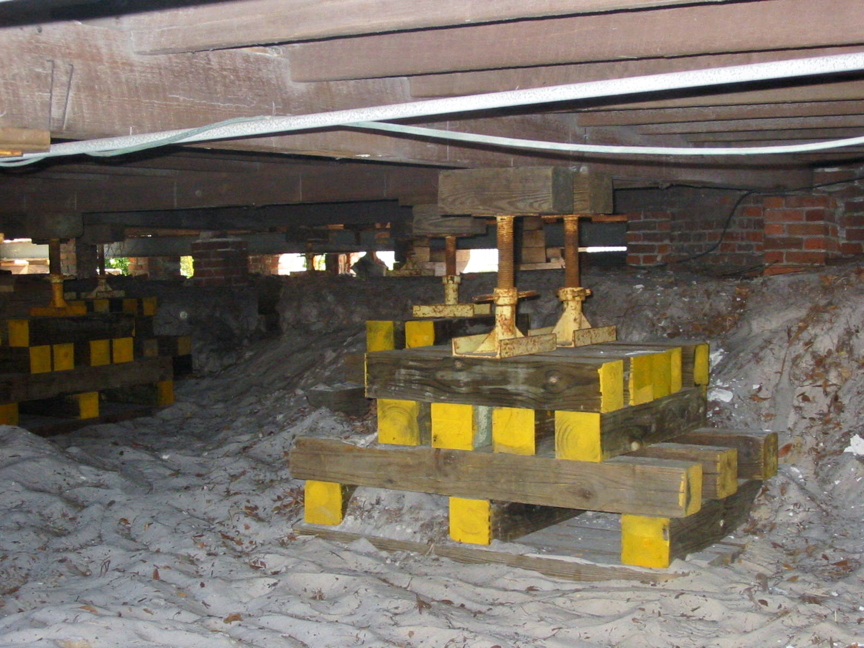 Stabilization work under the house. Stabilization work under the house.