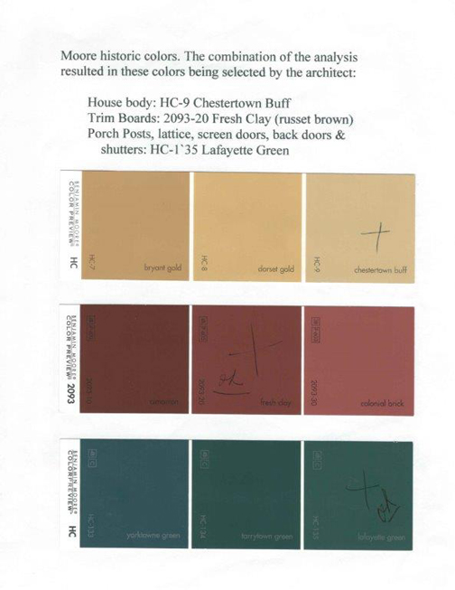 Samples of paint selected