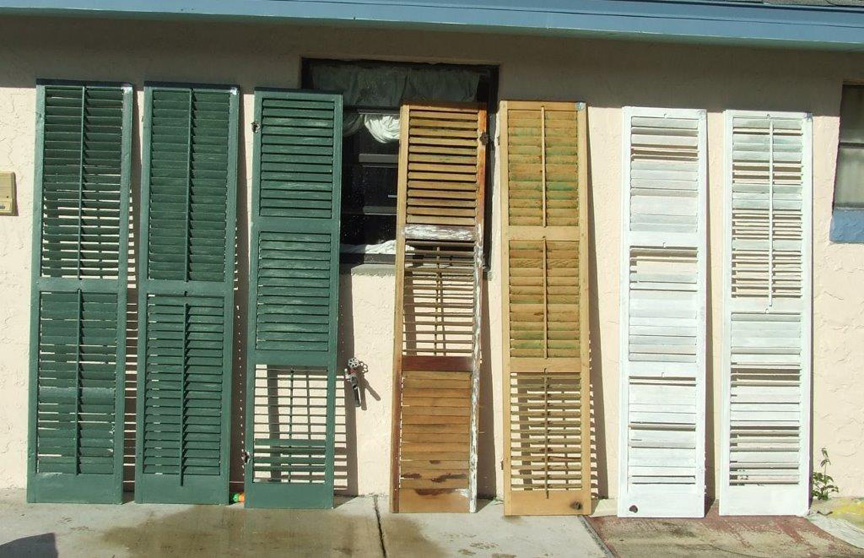 Pritchard House shutters being restored.