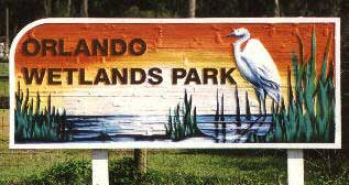 Orlando Wetlands sign. Christmas Florida