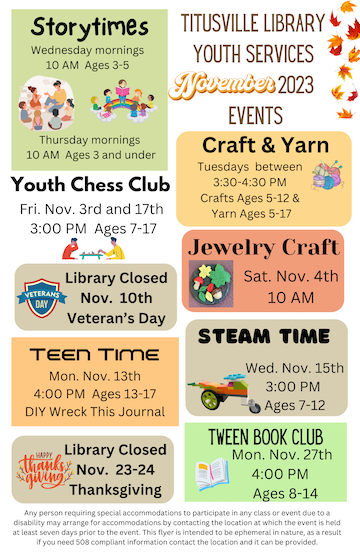 11/23 youth events.