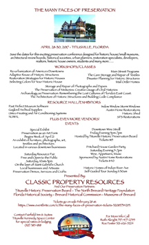 Preservation Conference Flyer. Click to enlarge, print (75%) and share