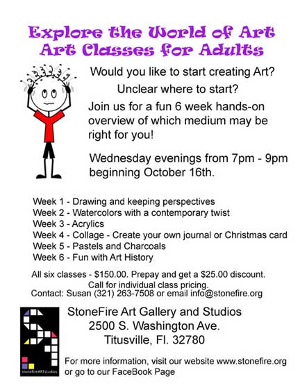 Art Classes for Adults at StoneFire