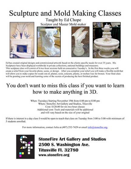 Sculpture and Mold Making Classes at StoneFire